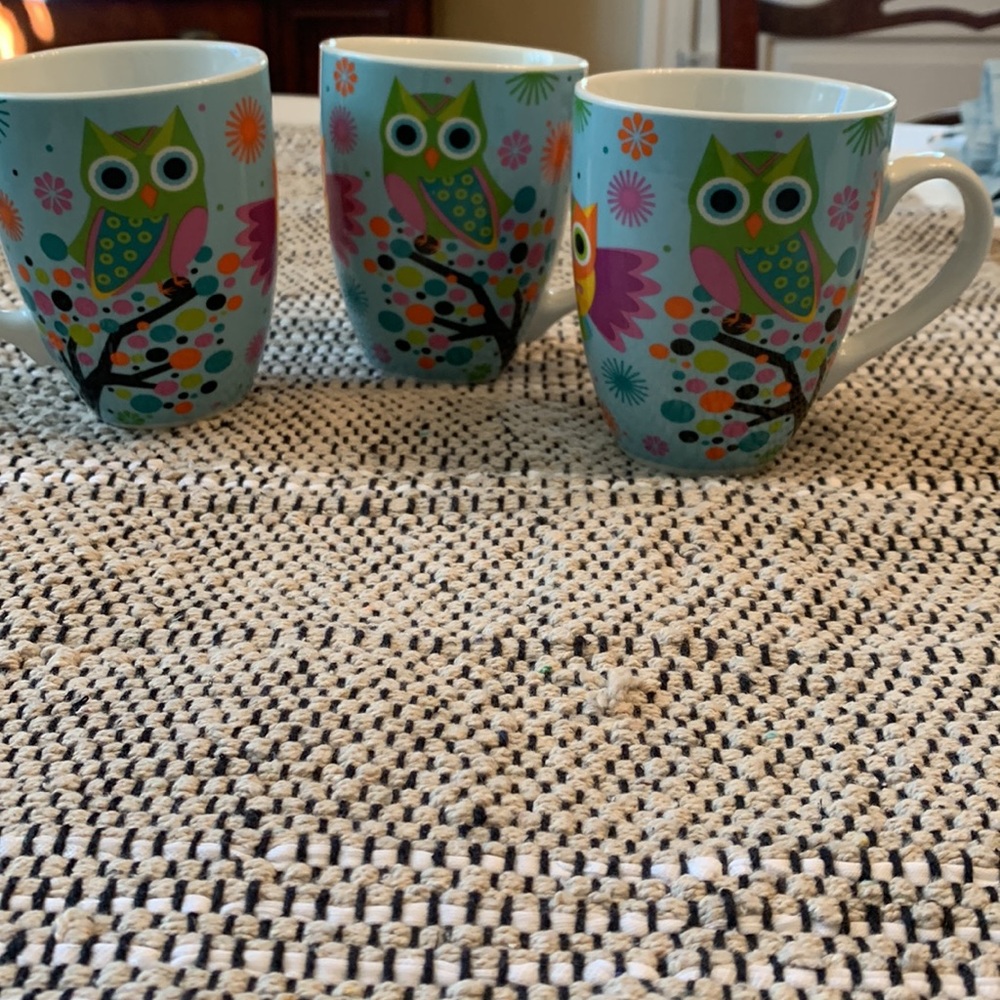 3 Nicole Brayden Owl Mugs. Great Condition.